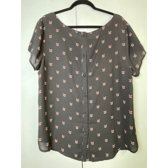 Torrid Abbey Fox Georgette Button Back Womens Blouse Size 1 Short Sleeve Top - Picture 7 of 13